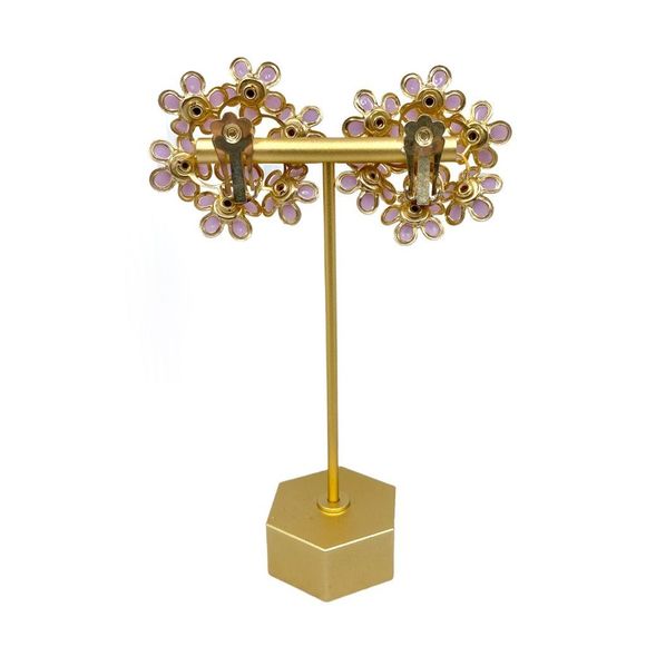 Vintage 1970’s Purple Floral Cluster Clip-On Earrings - Picture 5 of 5